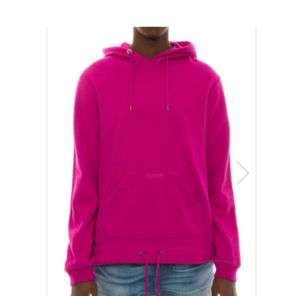 10Deep fuchsia distressed hoodie sweatshirt size X Large